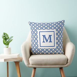 Personalised Monogram Modern Evil Eye Pattern Cushion