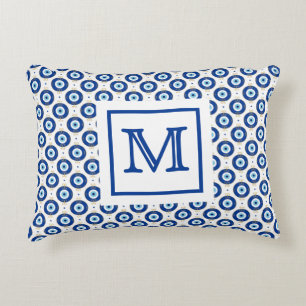 Personalised Monogram Modern Evil Eye Pattern  Decorative Cushion