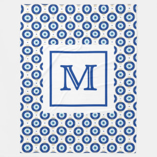Personalised Monogram Modern Evil Eye Pattern  Fleece Blanket