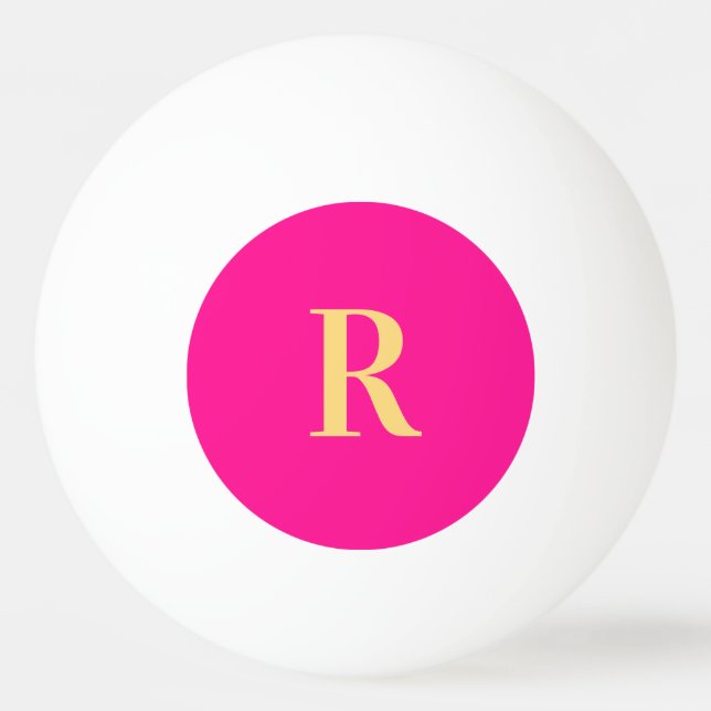 Personalised Monogram Modern Hot Pink Ping Pong Ball (Front)
