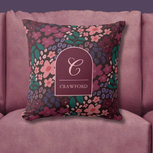 Personalised Monogram Moody Floral Cushion
