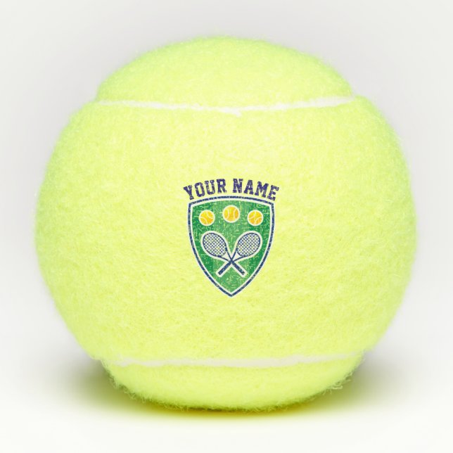 Personalised monogram name and logo yellow tennis balls (Front)