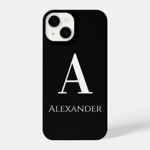 Personalised Monogram Name Black and White Modern iPhone 14 Case