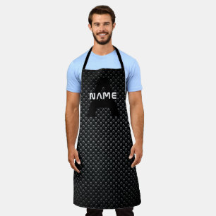 Personalised Monogram Name Black and White Texture Apron
