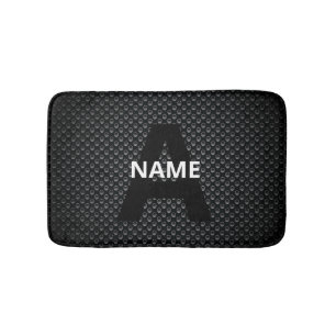 Personalised Monogram Name Black and White Texture Bath Mat
