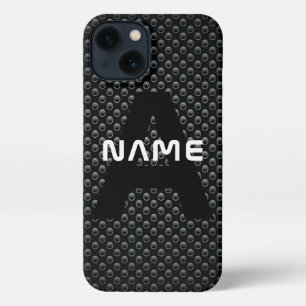 Personalised Monogram Name Black and White Texture iPhone 13 Case