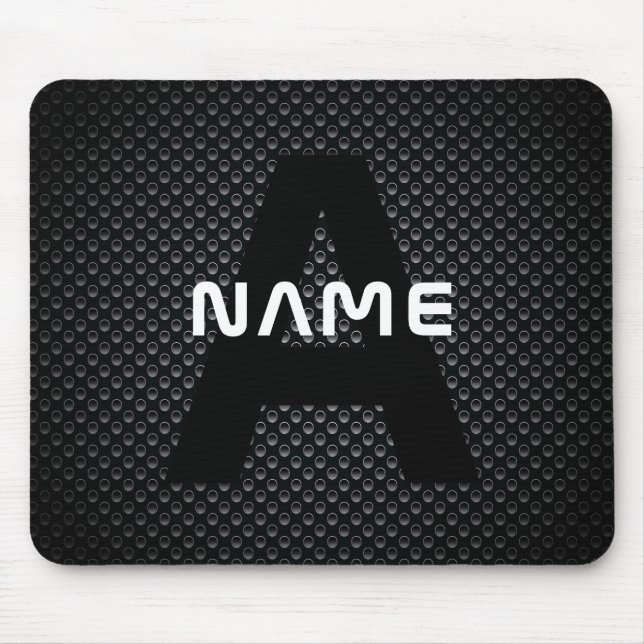 Personalised Monogram Name Black and White Texture Mouse Pad (Front)