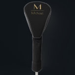 Personalised Monogram | Name Black & Gold Golf Head Cover<br><div class="desc">Personalised Monogram Black & Gold Art Deco design.</div>