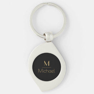 Personalised Monogram | Name Black & Gold Key Ring