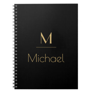 Personalised Monogram | Name Black & Gold  Notebook