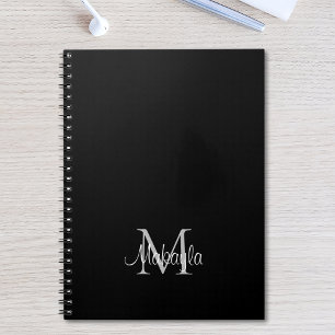 Personalised Monogram Name Black Notebook
