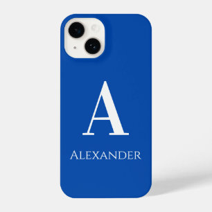 Personalised Monogram Name Blue Modern iPhone 14 Case