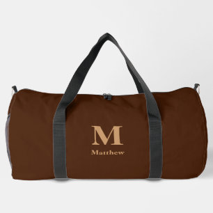 Personalised Monogram Name Brown Duffle Bag