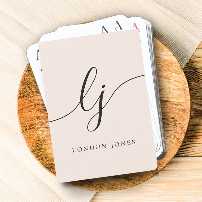 Personalised Monogram Name Calligraphy Script Playing Cards (Creator Uploaded)