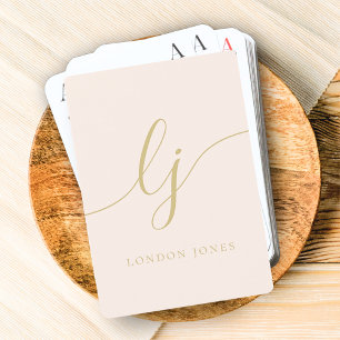 Personalised Monogram Name Calligraphy Script Playing Cards