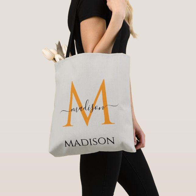 Personalised Monogram & Name Canvas Tote Bag Gift (Close Up)