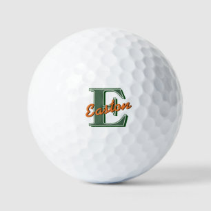Personalised Monogram Name Dark Green and Orange Golf Balls