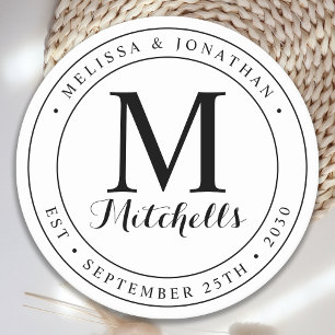 Personalised Monogram Name Date Wedding Round Paper Coaster