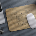 Personalised monogram name elegant chic mouse pad<br><div class="desc">Custom monogrammed family name modern elegant chic rustic stylish light beige burlap personalised mousepad.         A modern gift for weddings,  anniversaries,  Thanksgiving,  Christmas,  or any other occasion.</div>