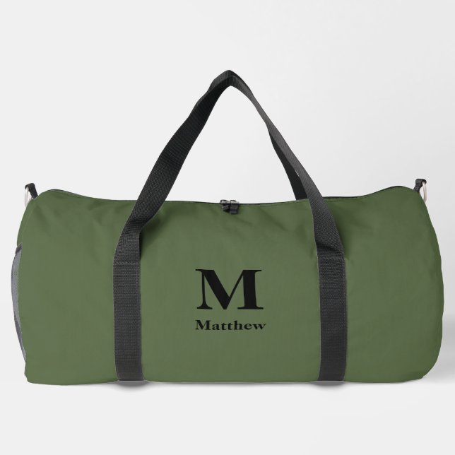 Personalised Monogram Name Green Duffle Bag (Back)