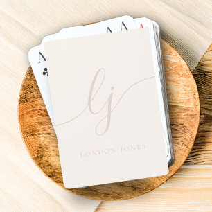 Personalised Monogram Name Ivory Pink Girly Script Playing Cards