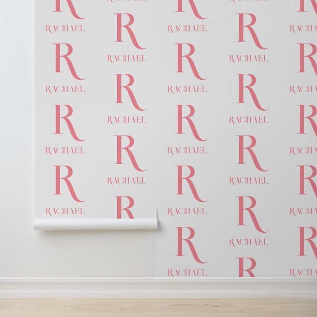 Personalised Monogram Name Minimal Stylish Pink Wallpaper (Application)
