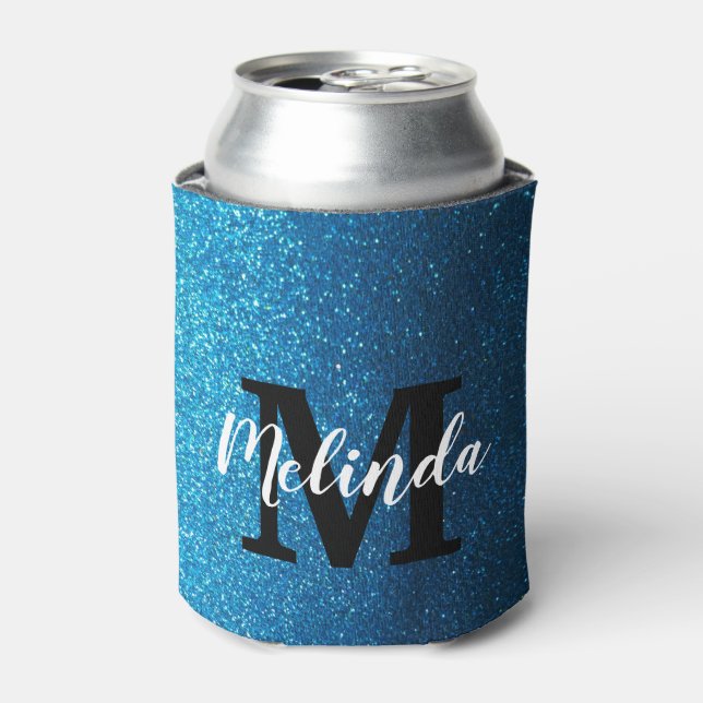 Personalised Monogram Name Modern Glitter Party Can Cooler (Can Front)