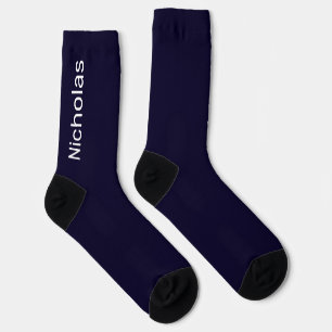 Personalised Monogram Name Modern Minimal Navy Socks