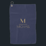 Personalised Monogram | Name Navy & Gold Golf  Gol Golf Towel<br><div class="desc">Personalised Monogram Navy & Gold Art Deco Font,  The template is set up ready for you to customise with your name and initial,  If you would like to change the colour or style of the font click customise further that the end of the template.</div>