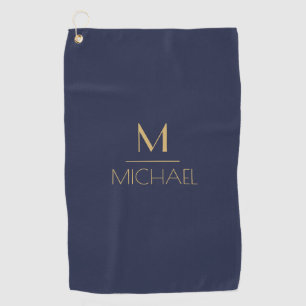 Personalised Monogram   Name Navy & Gold Golf  Gol Towel