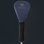 Personalised Monogram | Name Navy & Gold Golf   Head Cover<br><div class="desc">Personalised Monogram Navy & Gold Art Deco Font,  The template is set up ready for you to customise with your name and initial,  If you would like to change the colour or style of the font click customise further that the end of the template.</div>
