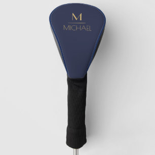 Personalised Monogram   Name Navy & Gold Golf   Head Cover