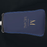 Personalised Monogram | Name Navy & Gold  Golf Head Cover<br><div class="desc">Personalised Monogram Navy & Gold Art Deco Font,  The template is set up ready for you to customise with your name and initial,  If you would like to change the colour or style of the font click customise further that the end of the template.</div>