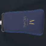 Personalised Monogram | Name Navy & Gold  Golf Head Cover<br><div class="desc">Personalised Monogram Navy & Gold Art Deco Font,  The template is set up ready for you to customise with your name and initial,  If you would like to change the colour or style of the font click customise further that the end of the template.</div>