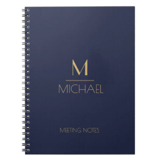 Personalised Monogram | Name Navy & Gold   Notebook