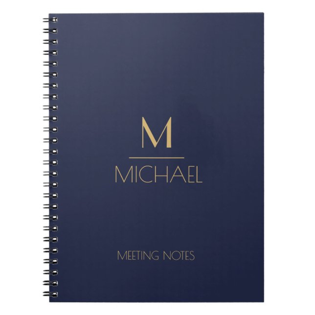 Personalised Monogram | Name Navy & Gold   Notebook (Front)