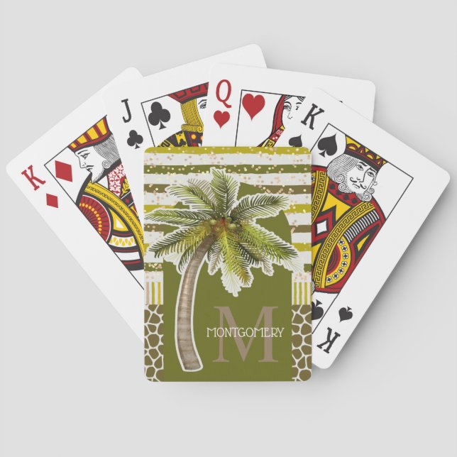 Personalised Monogram Name Palm Tree Playing Cards (Back)