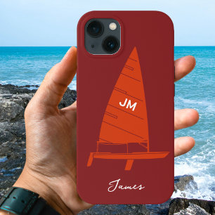 Personalised Monogram Name Sailboat Racing Orange iPhone 13 Case