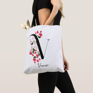 Personalised Monogram Name Tote Bag - Letter V