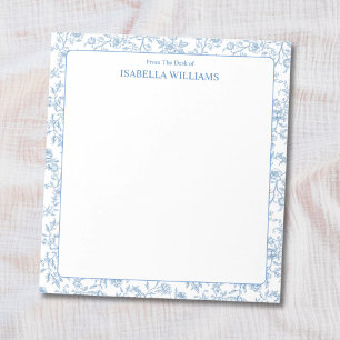 Personalised Monogram Name Vintage Flower Floral Notepad