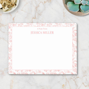 Personalised Monogram Name Vintage Flower Floral Post-it Notes