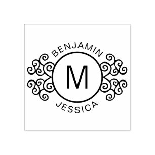 Personalised Monogram + Names Decorative Custom Rubber Stamp