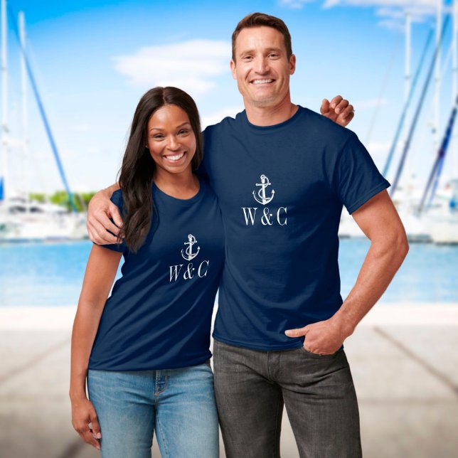 Personalised Monogram Nautical Boat Anchor T-Shirt (Creator Uploaded)