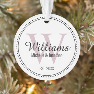 Personalised Monogram Newlywed Blush Pink Acrylic Ornament