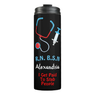 Personalised Monogram Nurse Art Design Funny Text Thermal Tumbler