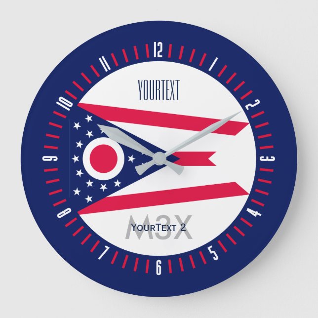 Personalised Monogram Ohio State Flag on a Large Clock (Front)