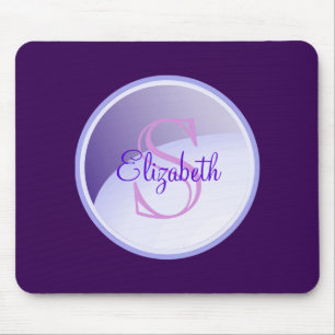 Personalised Monogram on a Lavender Purple Circle Mouse Pad