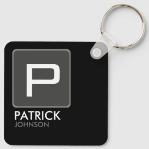 Personalised Monogram on Black (editable colour) Key Ring