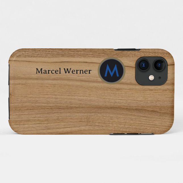 Personalised Monogram on Fake Wood Case-Mate iPhone Case (Back (Horizontal))