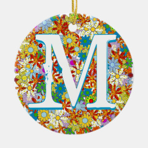 Personalised Monogram or Name Floral Pattern Ceramic Ornament